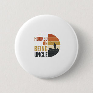 Badge Rond 5 Cm Accro à être Oncle Pêche Graphique Vintage_1