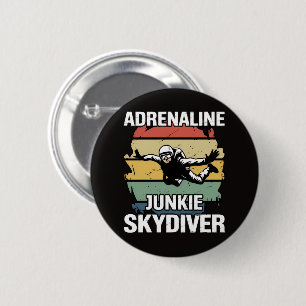 Badge Rond 5 Cm Accro à l'adrénaline parachutiste