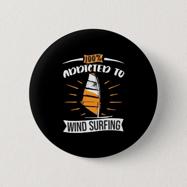 Badge Rond 5 Cm Accro Au Surf Des Vagues (Devant)