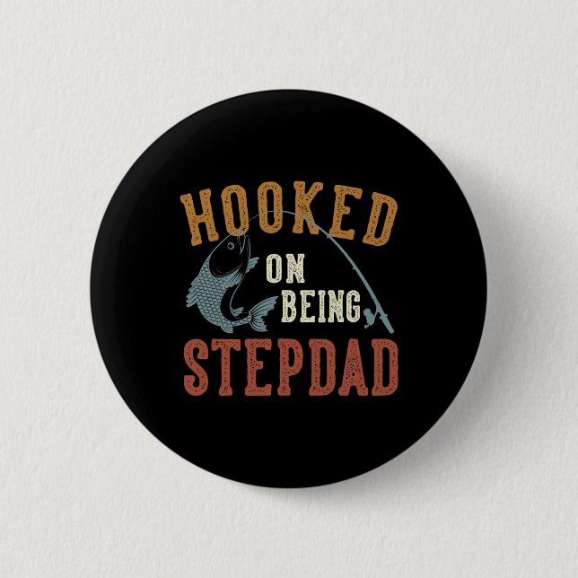 Badge Rond 5 Cm Accroché à être Stepdad Fête des pères Pêche Stepd (Devant)