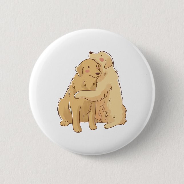 Badge Rond 5 Cm Accroche de Golden Retriever (Devant)