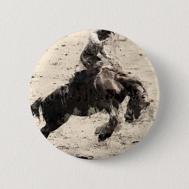 Badge Rond 5 Cm Accrocher - Bronco Busting Champ (Devant)