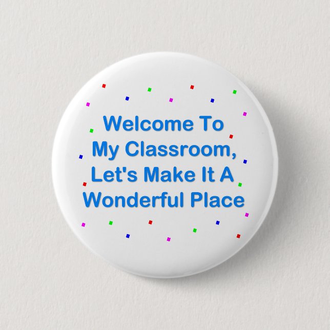 Badge Rond 5 Cm Accueil à ma salle de classe (Devant)