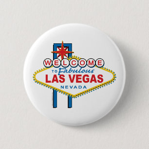 Badge Rond 5 Cm Accueil au signe de Las Vegas