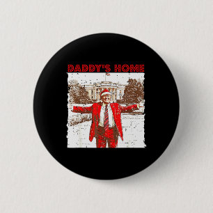Badge Rond 5 Cm Accueil de papa Je serai à la maison pour Noël amu