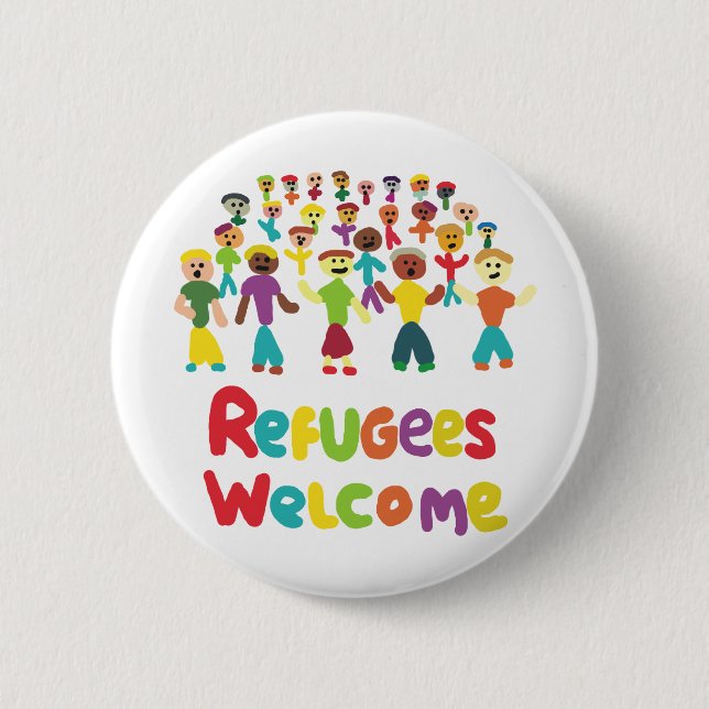 Badge Rond 5 Cm Accueil des réfugiés (Devant)