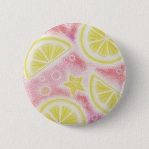 Badge Rond 5 Cm Accusé de bouton "citron" de limonade rose