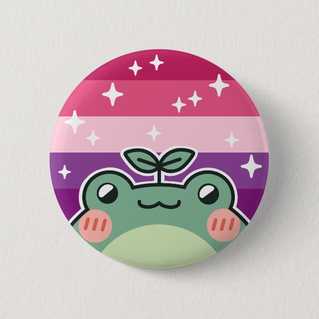 Badge Rond 5 Cm Aceflux LGBT Pride Drapeau Grenouille (Devant)