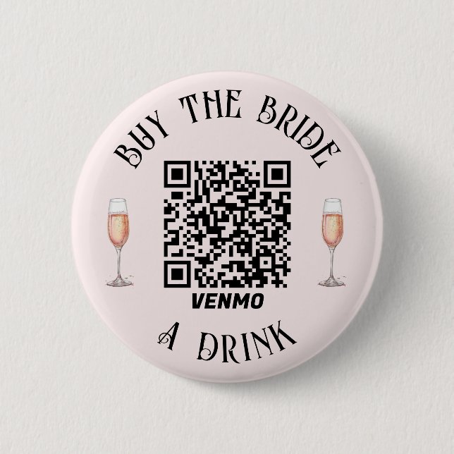 Badge Rond 5 Cm Achat élégant pour la mariée d'un bouton QR à boir (Devant)