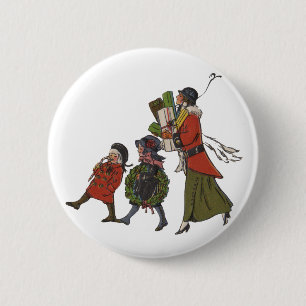 Badge Rond 5 Cm Achats de Noël vintage en famille, plaisir garanti