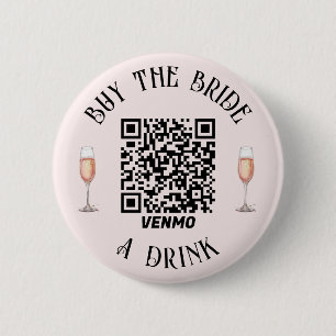 Badge Rond 5 Cm Acheter à la mariée un verre QR bouton élégant
