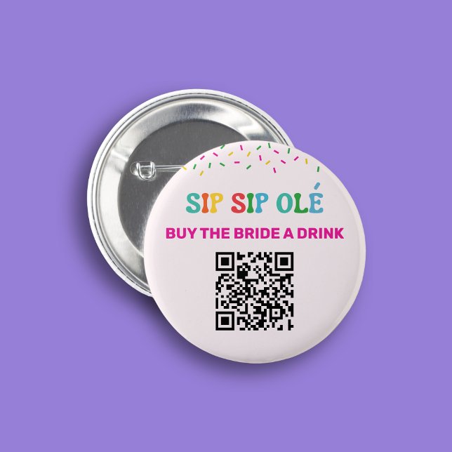 Badge Rond 5 Cm Acheter la Mariée Boire QR Code Dernière Fête Mexi (Créateur téléchargé)