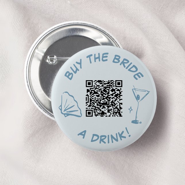 Badge Rond 5 Cm Acheter la mariée un verre Code QR pour l'enterrem (Créateur téléchargé)