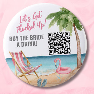 Badge Rond 5 Cm Acheter une boisson à une mariée Code QR