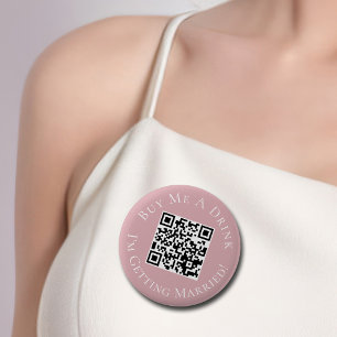 Badge Rond 5 Cm Achetez-Moi Un Verre Rose Mariée Enterrement De Vi