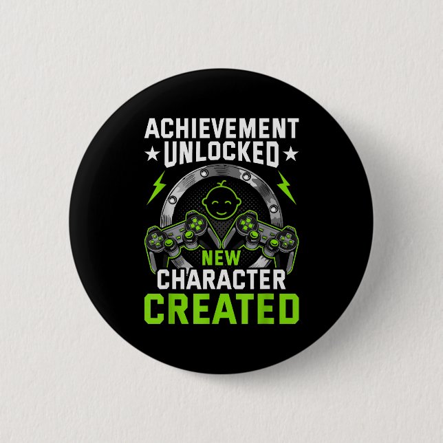 Badge Rond 5 Cm Achievement Unlocked New Character D Video Gamer  (Devant)