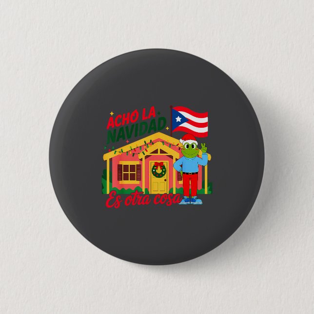 Badge Rond 5 Cm Acho La Navidad Es Otra Cosa Boricua Christmas Vib (Devant)