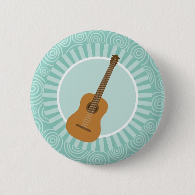 Badge Rond 5 Cm Acoustique Guitare Fun Turquoise Swirl Musique (Devant)