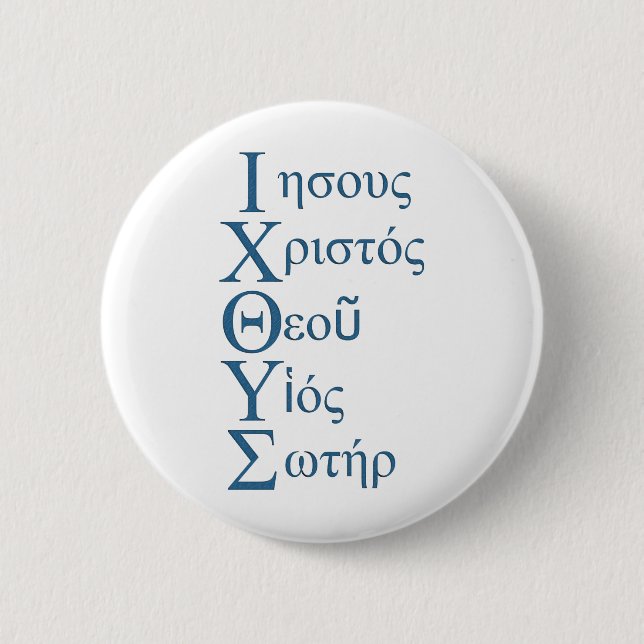 Badge Rond 5 Cm Acrostiche d'IXOYE (bleu) (Devant)