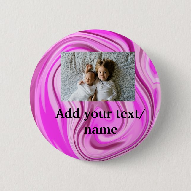 Badge Rond 5 Cm Acrylique rose vermarbre ajouter votre texte photo (Devant)