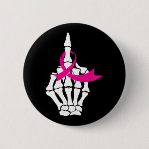 Badge Rond 5 Cm Acteur de ruban rose du doigt médian du cancer du