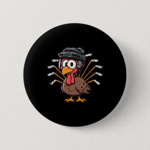 Badge Rond 5 Cm Action de grâce Hockey sur glace Jour de la dinde