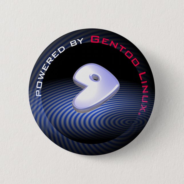 Badge Rond 5 Cm ACTIONNÉ PAR Gentoo Linux (Devant)