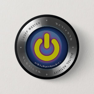 Badge Rond 5 Cm Actionnez - le bouton bleu de globe