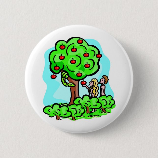 Badge Rond 5 Cm Adam et illustration de chrétien d'Ève (Devant)