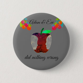 Badge Rond 5 Cm Adam & Eve - Épinglette pomme/