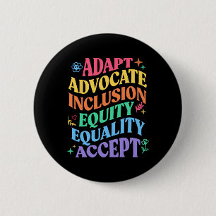 Badge Rond 5 Cm Adapter Partisan Inclusion Équité Égalité Autisme