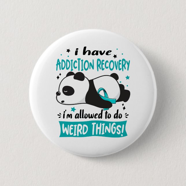 Badge Rond 5 Cm Addiction Recovery Awareness Month Ribbon (Devant)