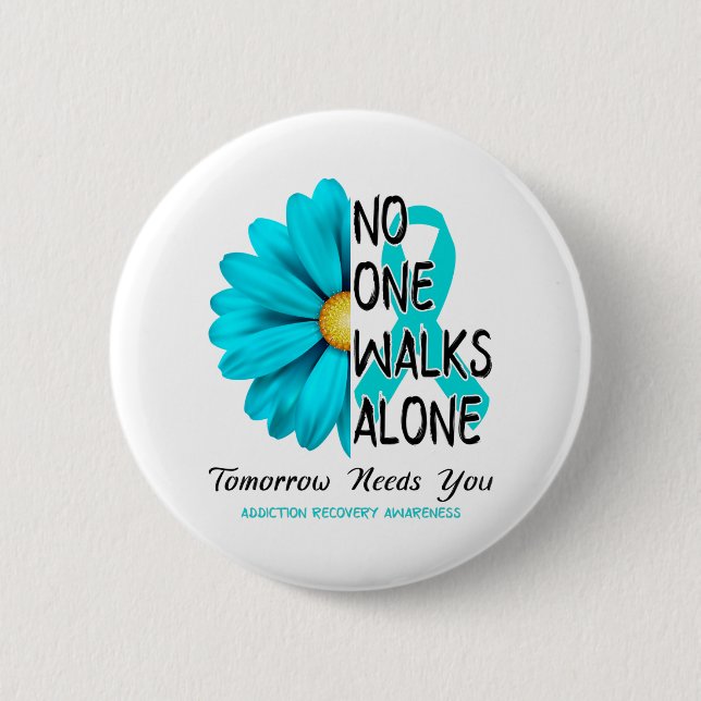 Badge Rond 5 Cm Addiction Recovery Awareness Month Ribbon (Devant)