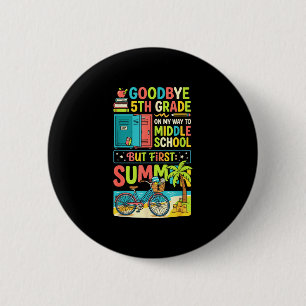 Badge Rond 5 Cm Adieu mignon 5e année collège vacances d'été 