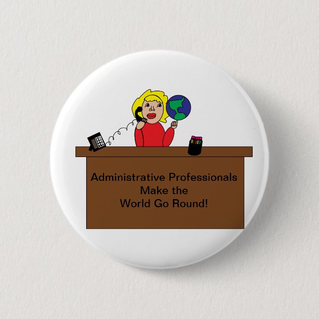 Badge Rond 5 Cm Administratif Professionnel World Blonde Personnal (Devant)