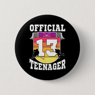 Badge Rond 5 Cm Adolescent officiel 13e anniversaire Hockey sur gl