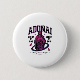 Badge Rond 5 Cm Adonai Gloire à Dieu Vintage Vector Design Chrétie