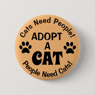 Badge Rond 5 Cm Adopter un bouton Empreintes de pattes de chat