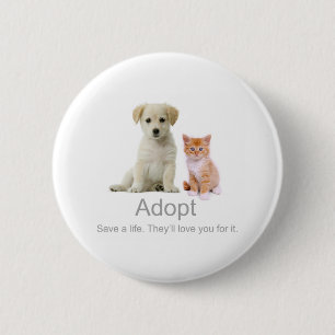 Badge Rond 5 Cm adoptez un animal familier