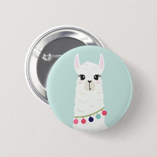 Badge Rond 5 Cm Adorable Alpaca blanc (Devant & derrière)