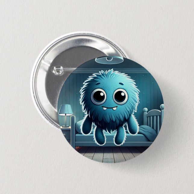 Badge Rond 5 Cm Adorable Blue Fluffy (Devant & derrière)