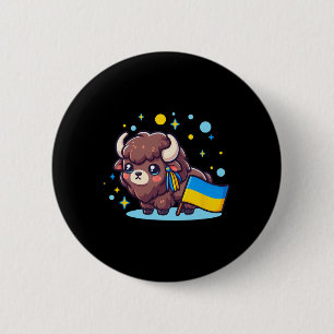 Badge Rond 5 Cm Adorable Byrner ukrainien Fan Drapeau ukrainien Mi