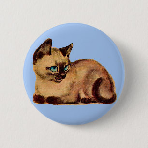 Badge Rond 5 Cm adorable chaton siamois