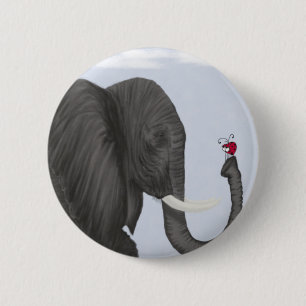 Badge Rond 5 Cm Adorable éléphant et mignonne coccinelle