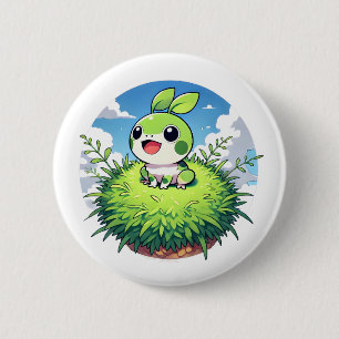 Badge Rond 5 Cm Adorable grenouille verte aux grands yeux