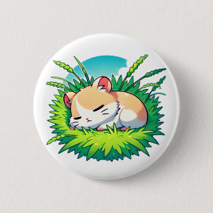 Badge Rond 5 Cm Adorable hamster moelleux dormant paisiblement