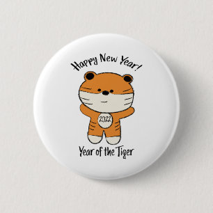Badge Rond 5 Cm Adorable Joyeux Nouvel An 2022 Année du Tigre