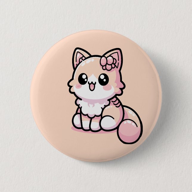 Badge Rond 5 Cm Adorable Kawaii Kitty (Devant)