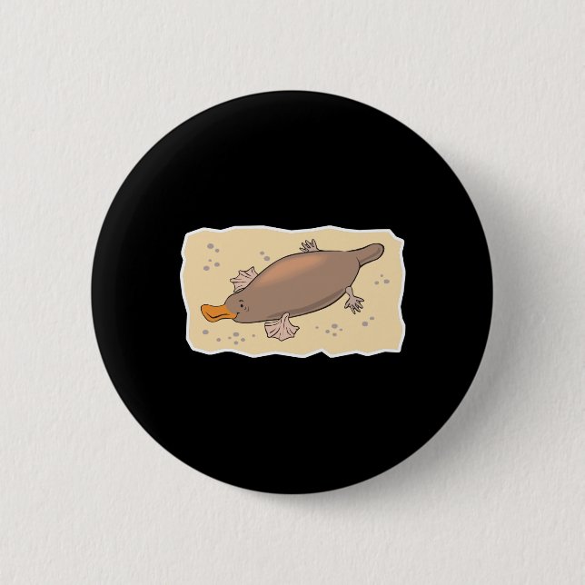 Badge Rond 5 Cm adorable ornithorynque dans le sable (Devant)