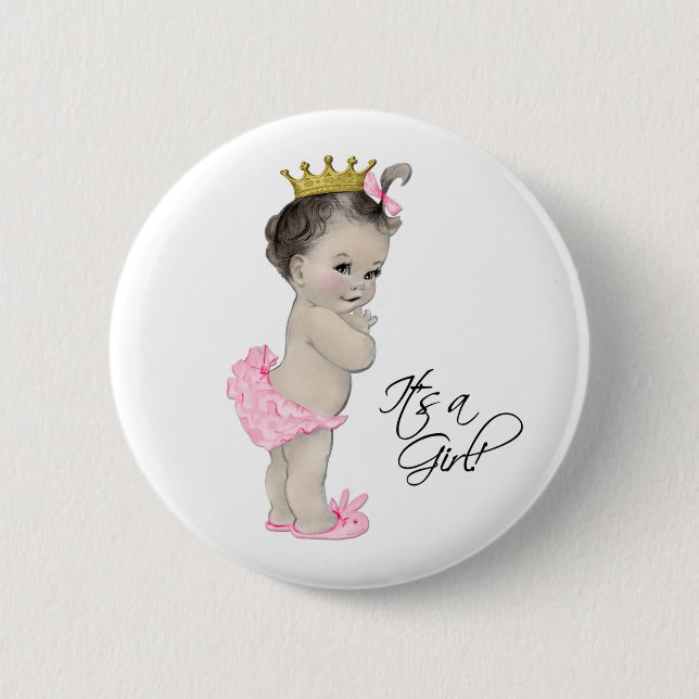 Badge Rond 5 Cm Adorable princesse rose C'est un bouton fille (Devant)